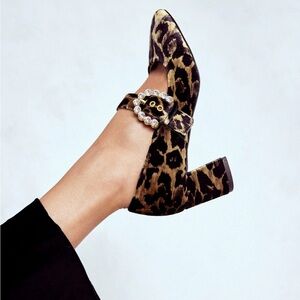 Boden Leopard Heeled Buckle Mary Janes - Never Worn